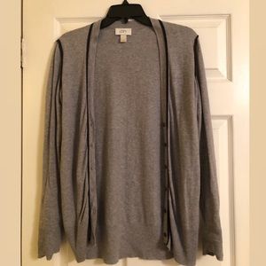 Loft Preppy Buttoned Gray Cardigan Sweater